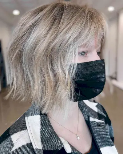 Short Blunt Textured Bob with a Fringe