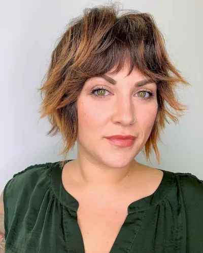 Chin-Length Shag Bob with Fringe Bangs