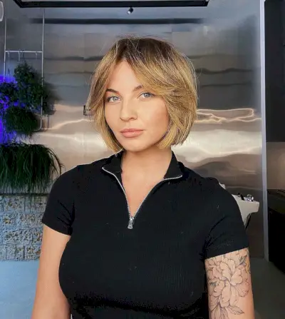 Short Haircut with Long Curtain Bangs