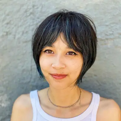 Jaw-Length Edgy Bob with Middle-Parted Bangs