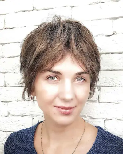 Ear-Length Pixie Cut with Curtain Bangs