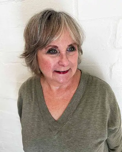 Curtain Fringe with Short Flippy Layers for older women over 70