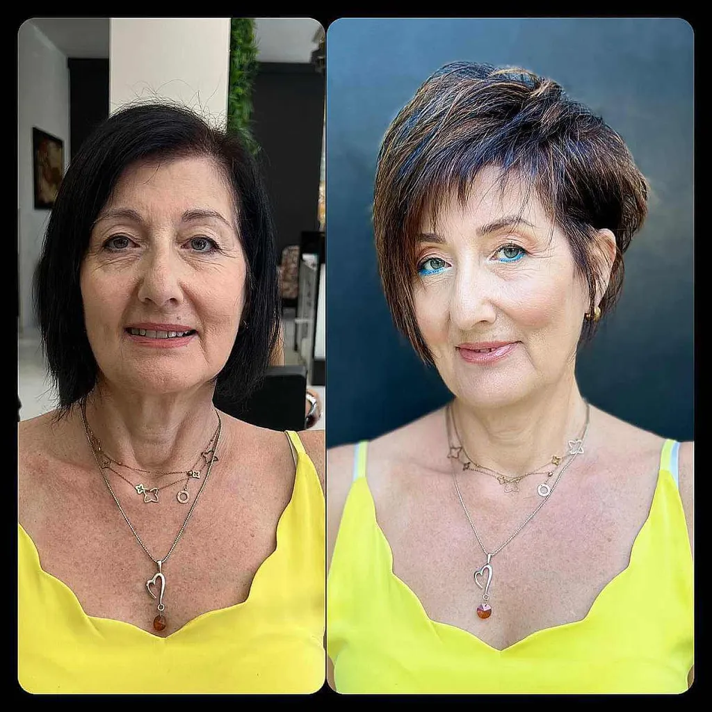 Asymmetrisk lang nisse med highlights til tyndt hår' title=