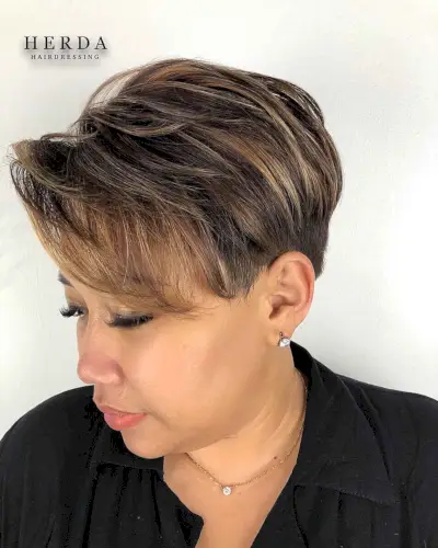Highlighted Pixie with Side Bangs