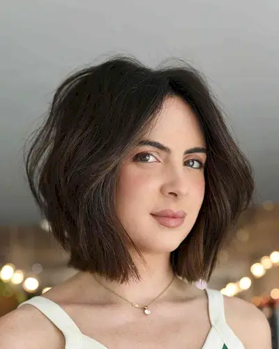 Neck-Length Soft Waves and Texture for women with dark brown hair