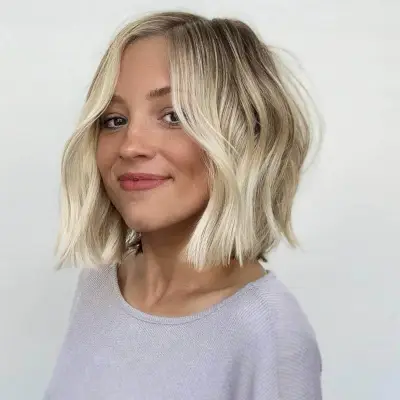 Neck-Length Side-Parted Blonde Bob