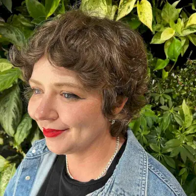 Wavy Pixie Shag Mullet with Feathered Bangs