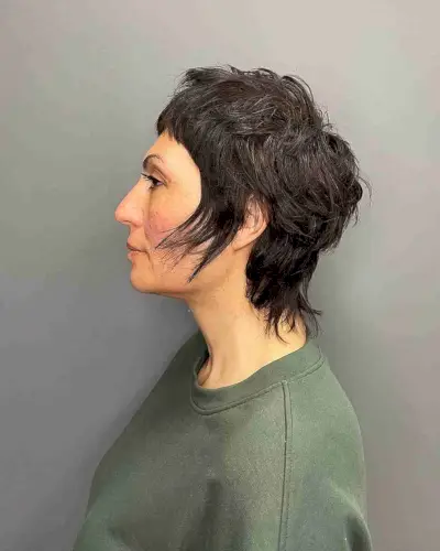 Mini Shaggy Pixie Mullet Wolf Cut with Textured Crown and Micro Bangs