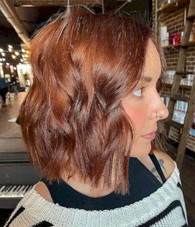 Coppery Auburn Lob Hairstyle for Shorter Hair