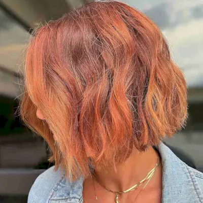 short, choppy Vibrant Copper Bob