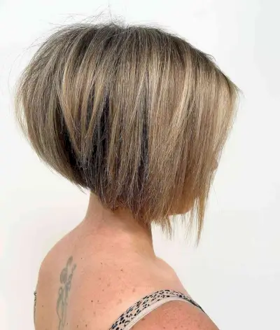 Short Stacked Choppy Blonde Bob