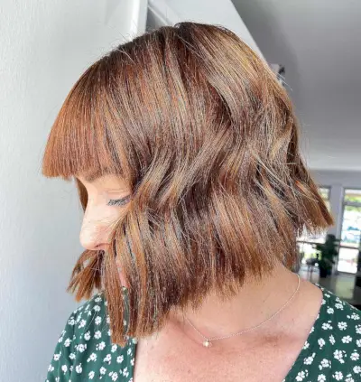 straight short and choppy bob with bangs hairstyle