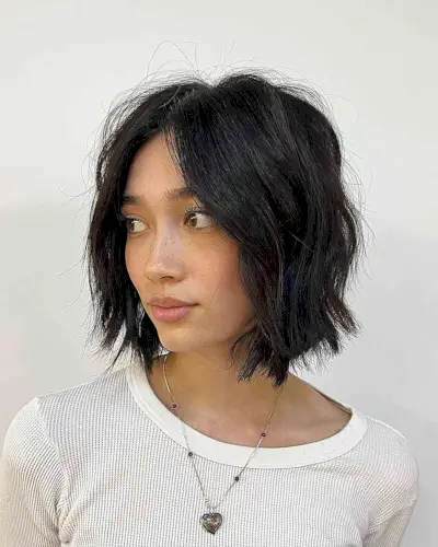 Short Modern Choppy Center-Parted Bob