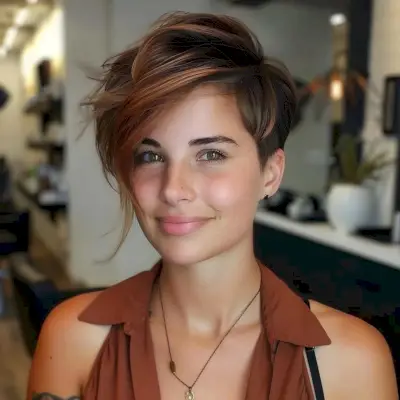 Picture of an industrial and edgy short hairstyle for long faces