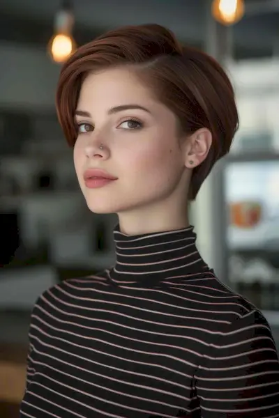 Short Hairstyle Tucked Behind Ears for Long Faces