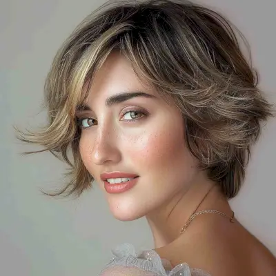 Short Hairstyle with Flip for Longer Face Shape