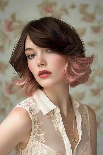 Short Hairstyle with Side Swept Fringe