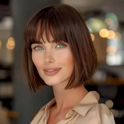Short Bob with Fringe for Long Faces