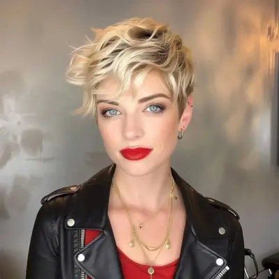 Short Badass Blonde hairstyle for Long Faces
