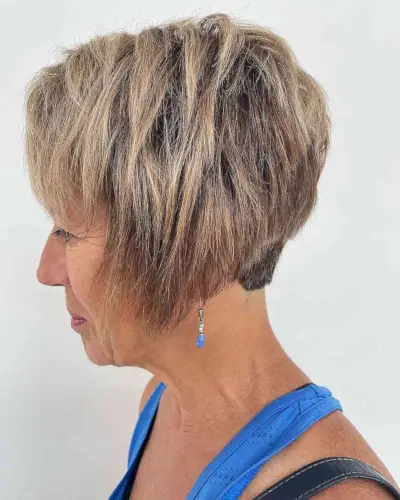 Beautiful Short Stacked Choppy Cut with Highlights
