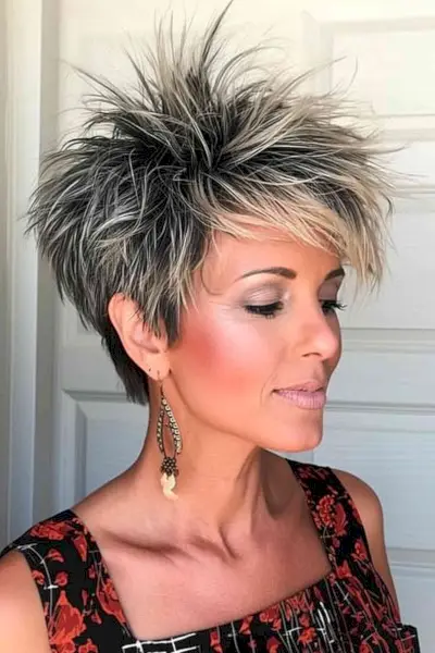 Short Spiky Mullet Hairstyle with Dark to Light Color Gradient