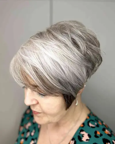 Graduated Bob with Feathered Bangs for Older Women