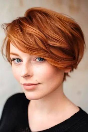 Choppy Copper Pixie Bob kort frisure.