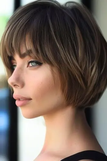 Choppy afrundet Bob kort frisure.