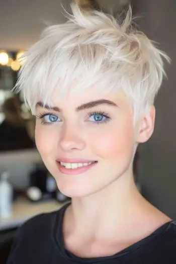Tunsoare scurtă stratificată Platinum Pixie.
