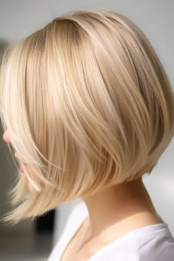 Bob cu coafura scurtă în straturi lungi.