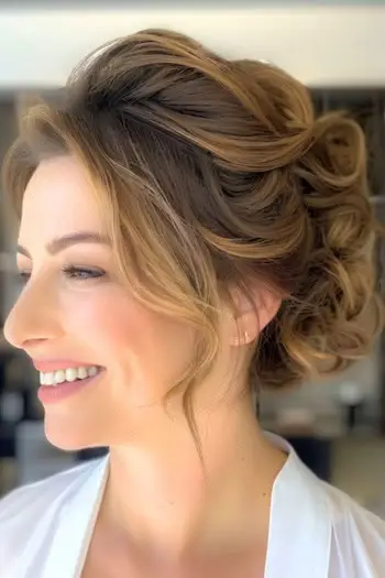 Updo voluminoso para cabello grueso Peinado corto para cabello grueso.