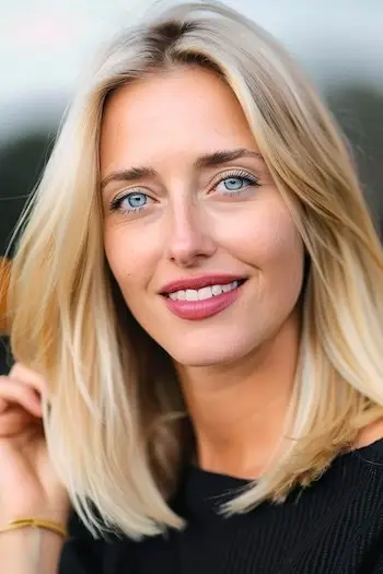 Skulderlængde med midterdel lige frisure.