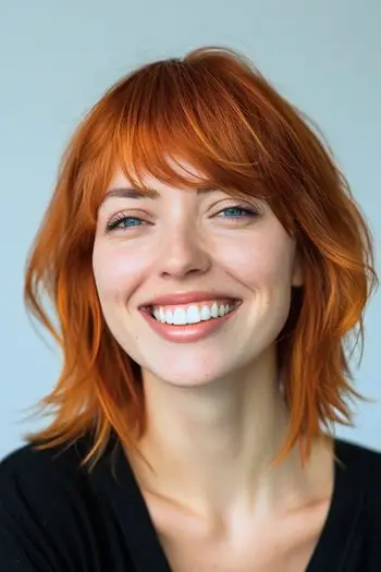 Shag med pandehår Lige frisure.