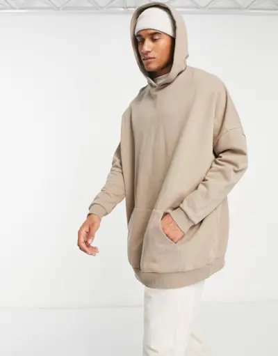 ASOS Design Super Oversized Longline Sweatshirt Grå Beige Herr