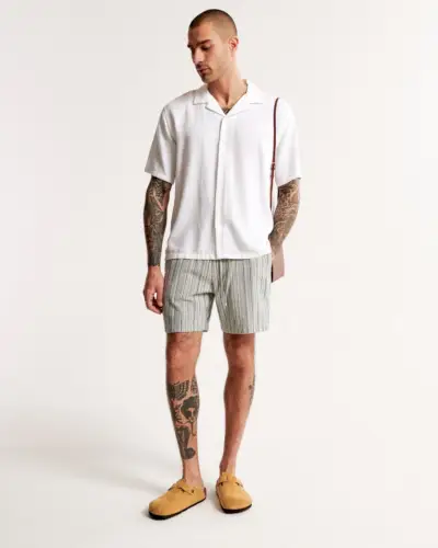 Tričko Camp Collar Linen-Blend Shirt Abercrombie Fitch