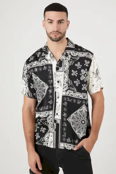 Satin Colorblock Paisley Print Shirt Forever 21