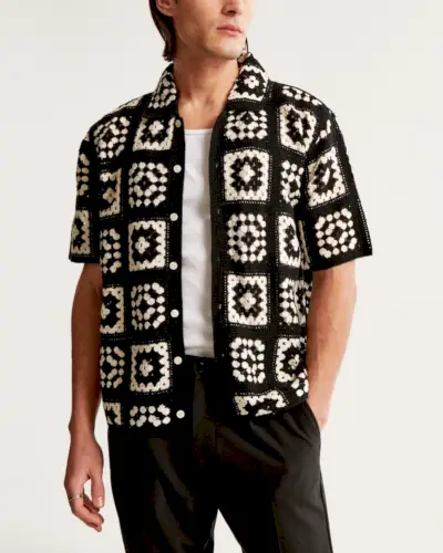 Abercrombie Fitch háčkované gombíky cez sveter Polo