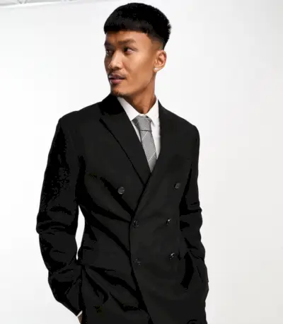 ASOS Design - Veste de costume slim à double boutonnage Noir Homme