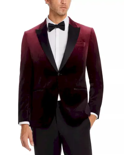 BOSS - Veste de smoking coupe slim en velours rouge ombré