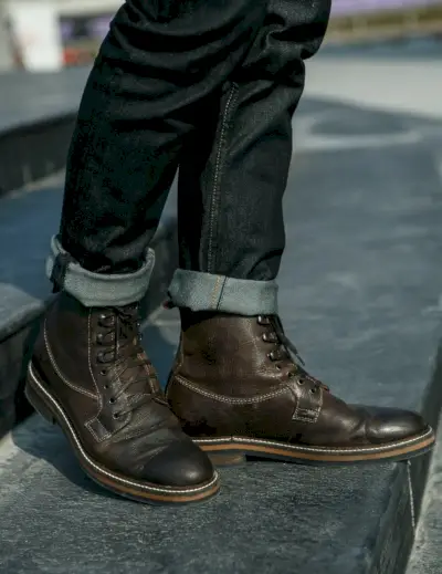 Bottes de travail en cuir pour hommes de style hipster