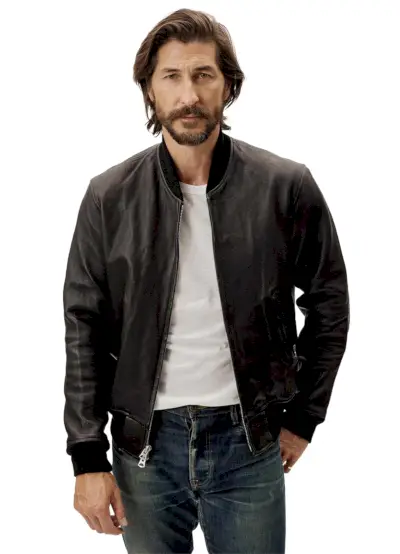 Biker Outfit Men Leather Bomber Jacket Jeans