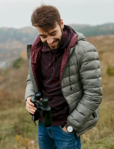 Pufferjacka Outfit Herr Jordfärger