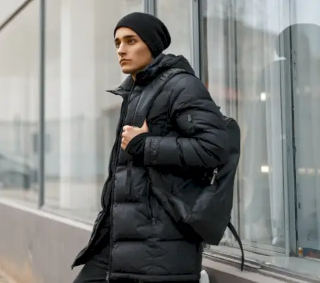 Lång pufferjacka herr