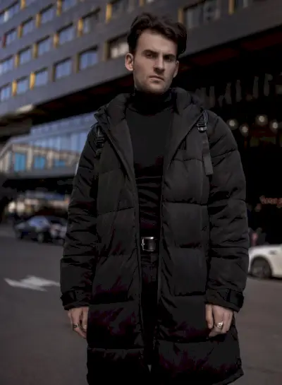 Pufferjacka Outfit Herr All Black