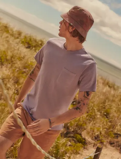 Chapeau Seau T-Shirt Short Tenue D'été Hommes