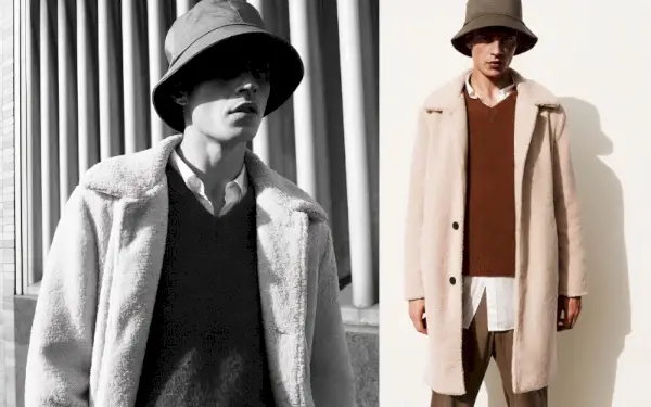 Chapeau Bob Manteau Pull Chemise Pantalon Outfit Homme Zara