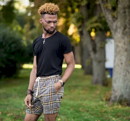 남성 반바지 의상 격자 무늬 반바지 패턴