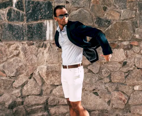 남성 반바지 의상 벨트 스포츠 코트