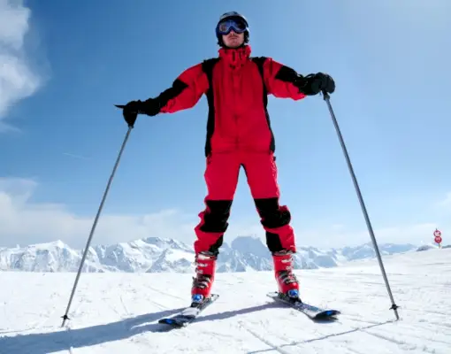 Röd Monokrom Skidoutfit Herr