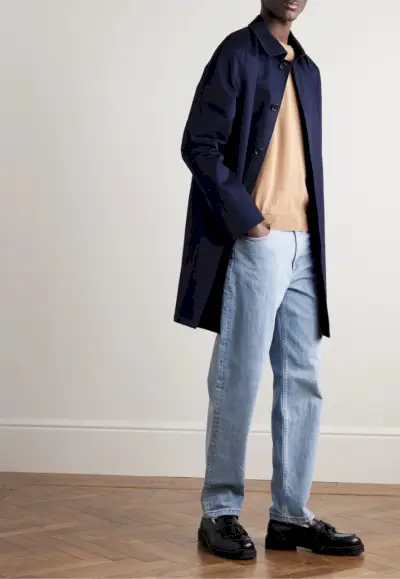 트렌치코트 스타일 APC 코튼 개버딘 트렌치코트 네이비